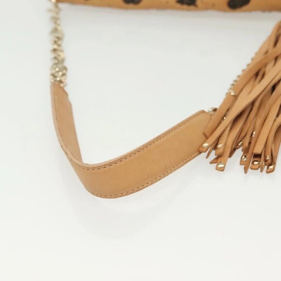 Jimmy Choo Studs Shoulder Bag Leather Beige Gold Auth - Picture 6 of 15